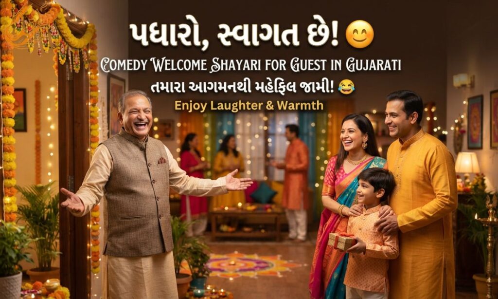Comedy Welcome Shayari for Guest in Gujarati